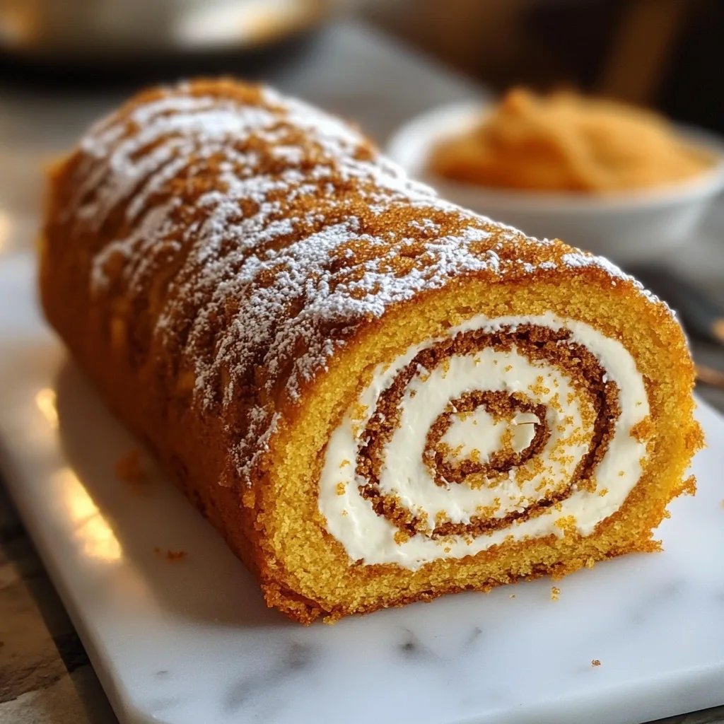 Creamy Pumpkin Spice Roll Cake