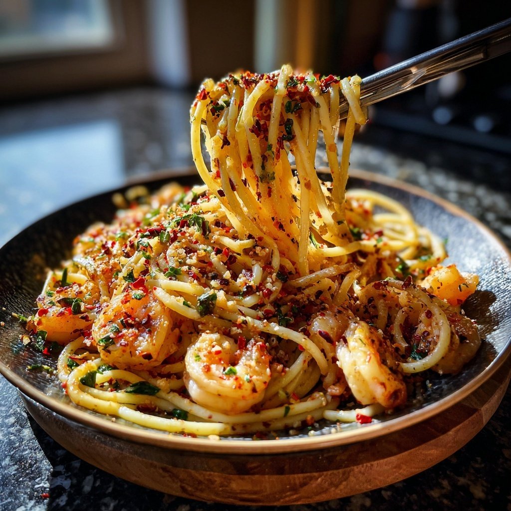 Chili Garlic Pasta with Shrimp