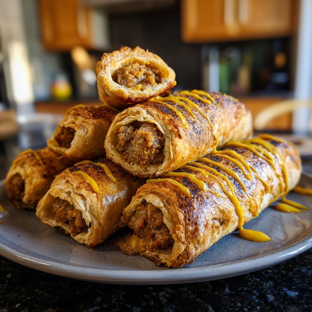 Savory Sausage Rolls with Mustard