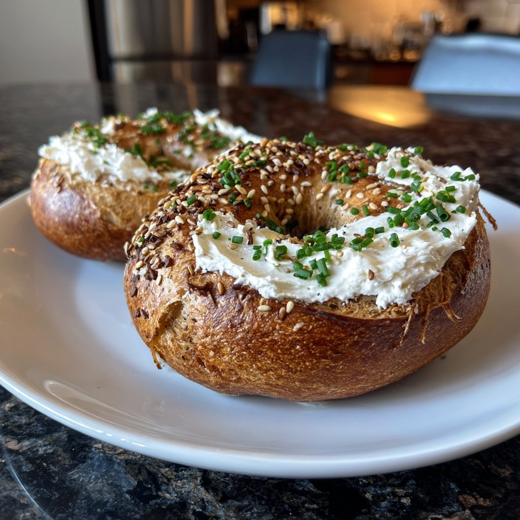 High Protein Bagels with Cream Cheese Spread