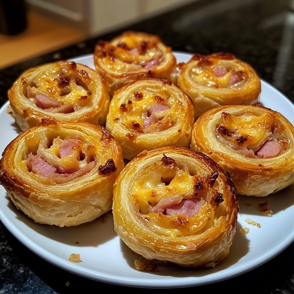 Easy Ham and Cheese Puff Pastry Pinwheels
