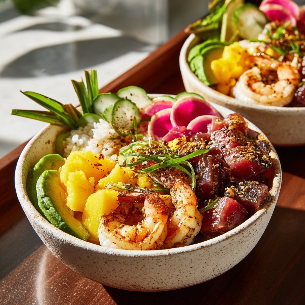Tropical Surf and Turf Poke Bowl