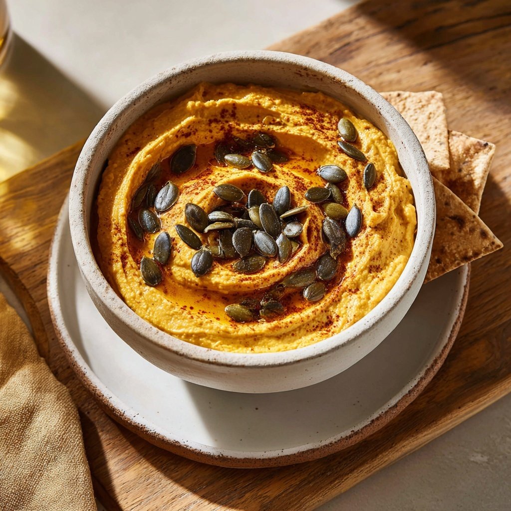 Savory Pumpkin Hummus with Pita