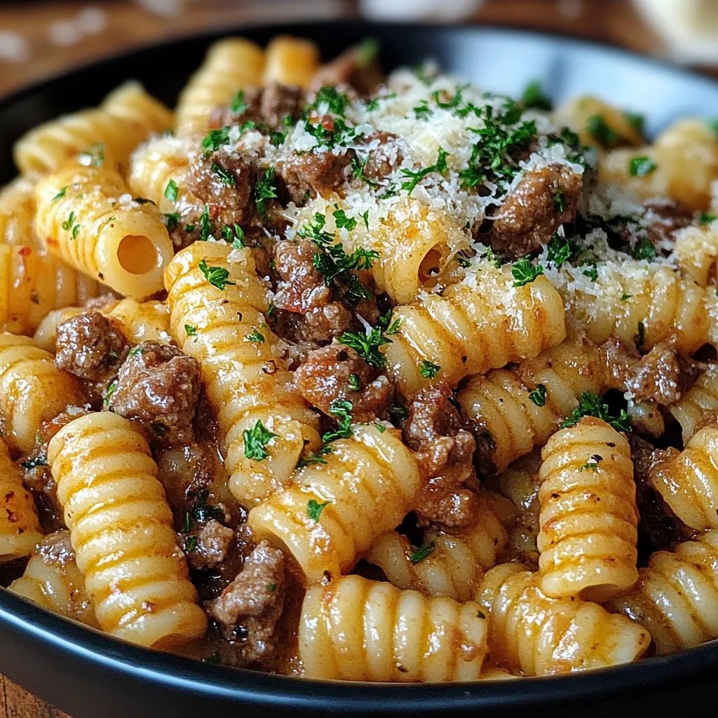 <p>Beef & Rotini in Garlic Parmesan Sauce: An Incredible 5-Star Recipe</p>