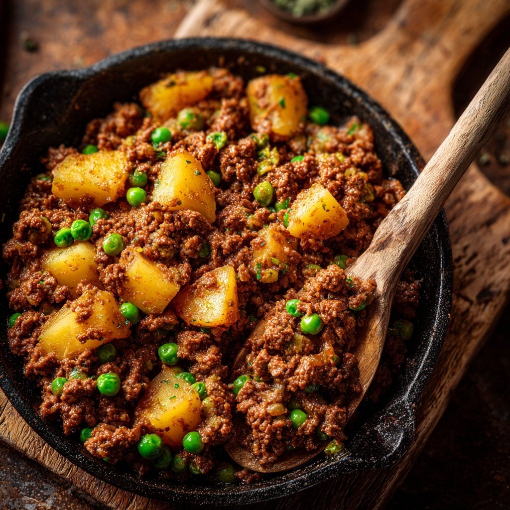 Lamb Keema Potatoes Peas Spicy