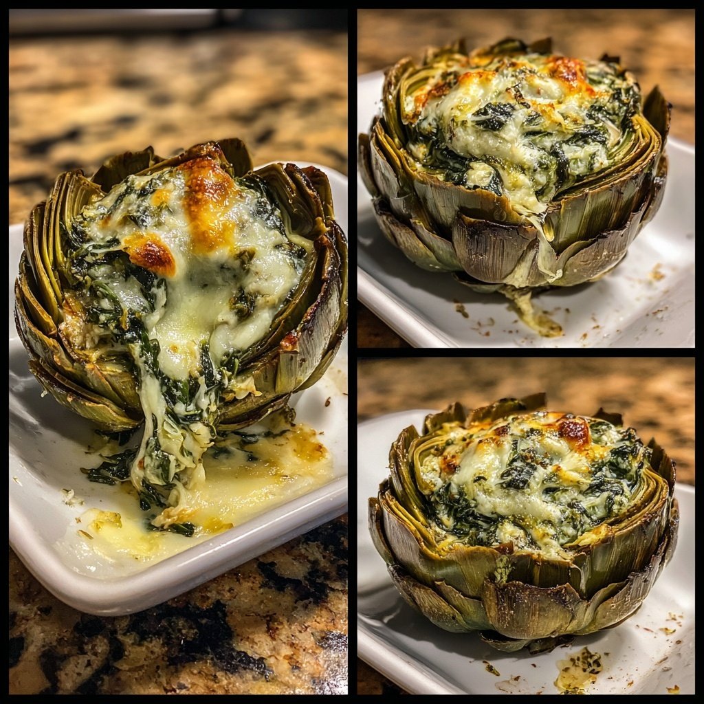 Cheesy Spinach Stuffed Artichokes