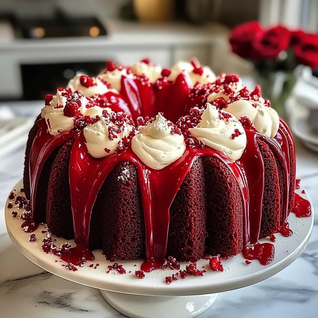 Decadent Red Velvet Cheesecake Bundt Cake