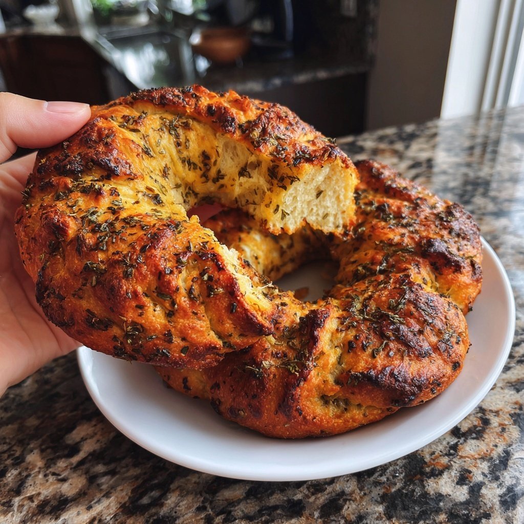 Protein Bagels with Garlic Herb Flavor