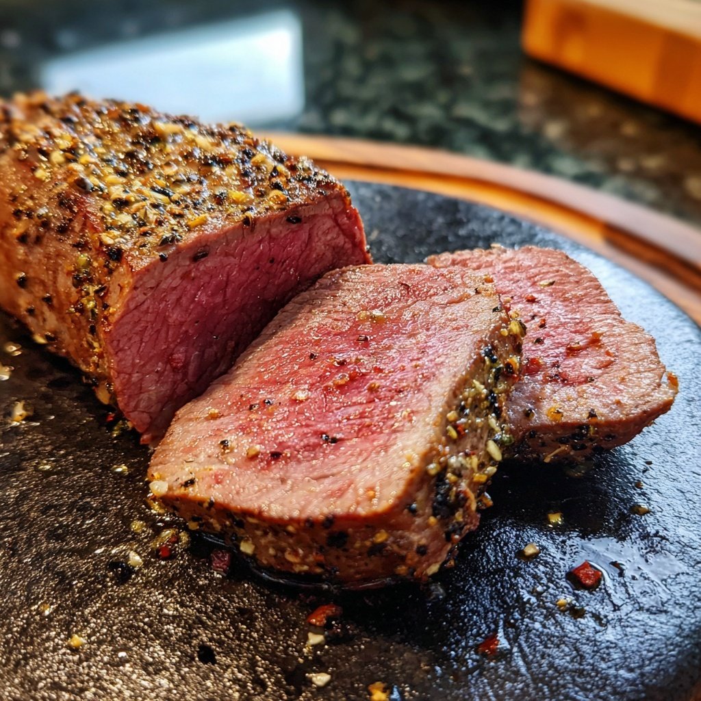 Tender Beef Tenderloin with Peppercorns
