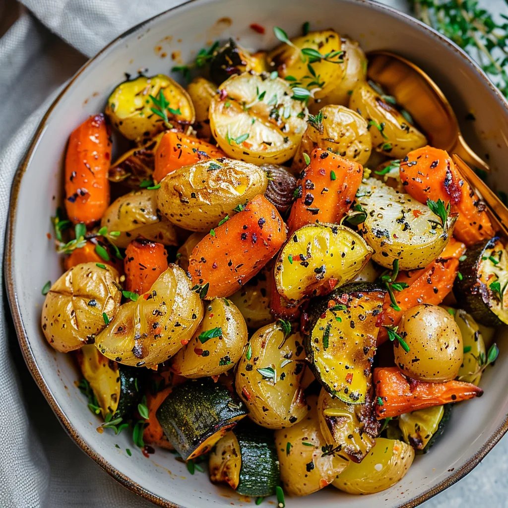 Garlic Herb Roasted Potatoes, Carrots, and Zucchini