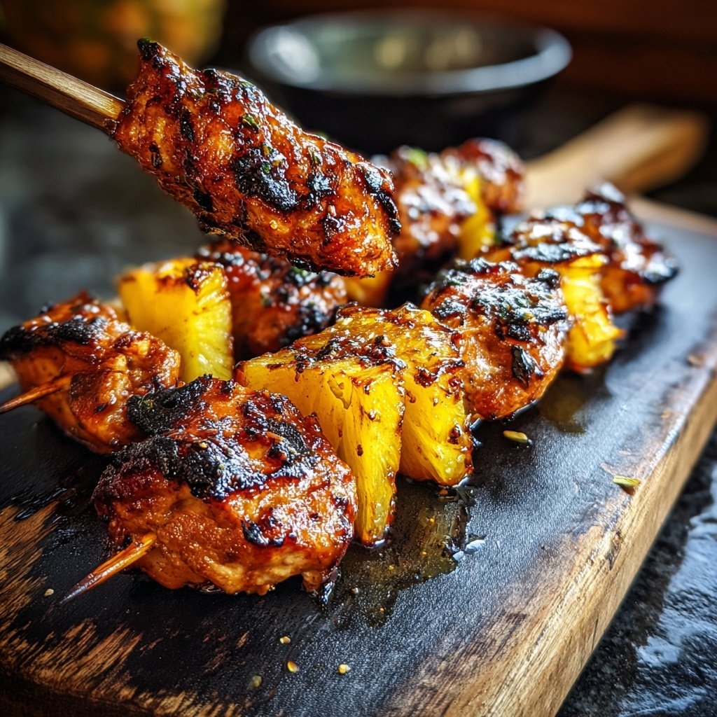 Teriyaki Chicken Pineapple Skewers