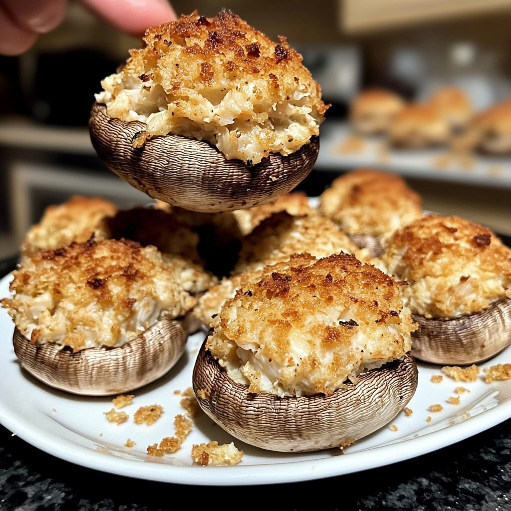 Crab Cake Stuffed Mushrooms