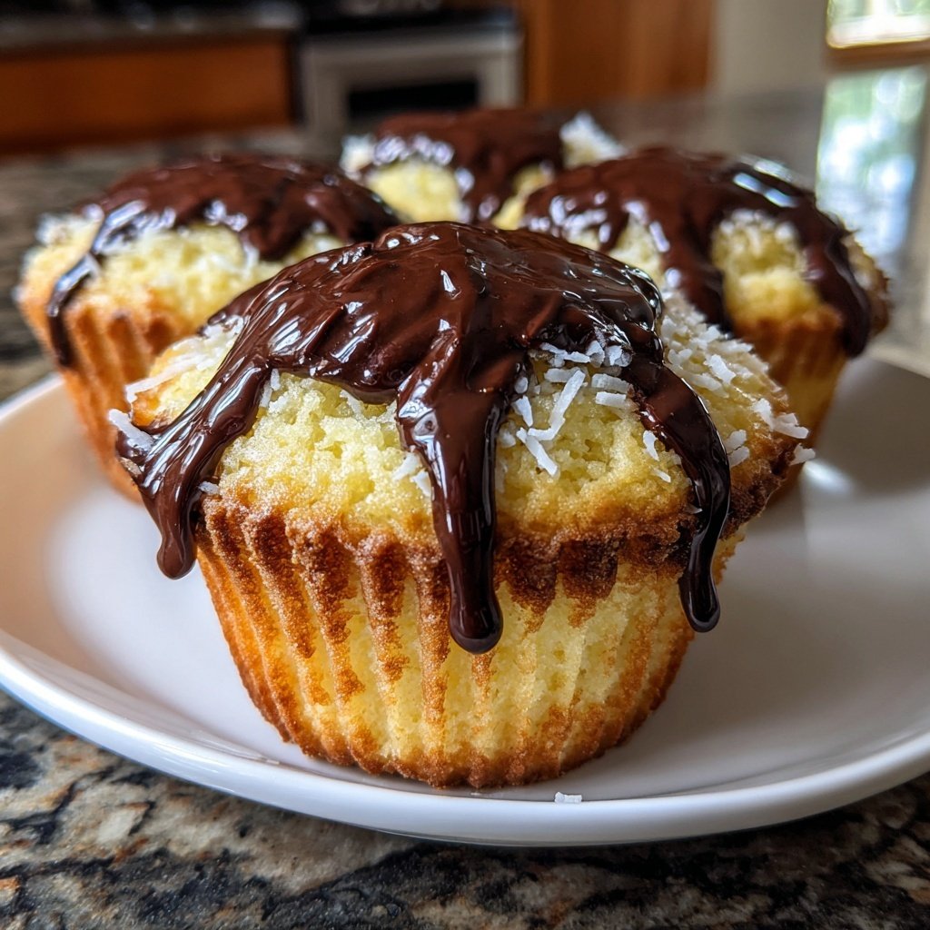 Vanilla Cupcake with Chocolate Drizzle