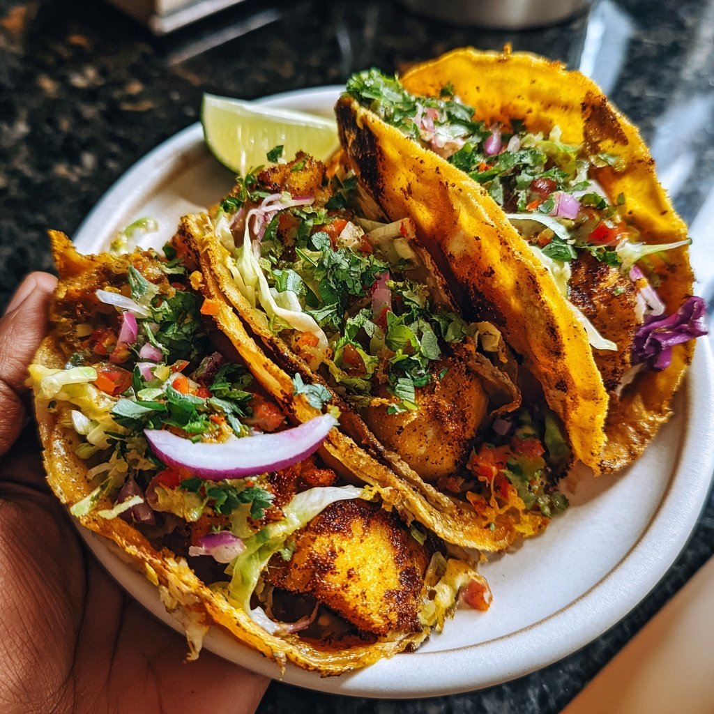 Fish Tacos with Lime Crema