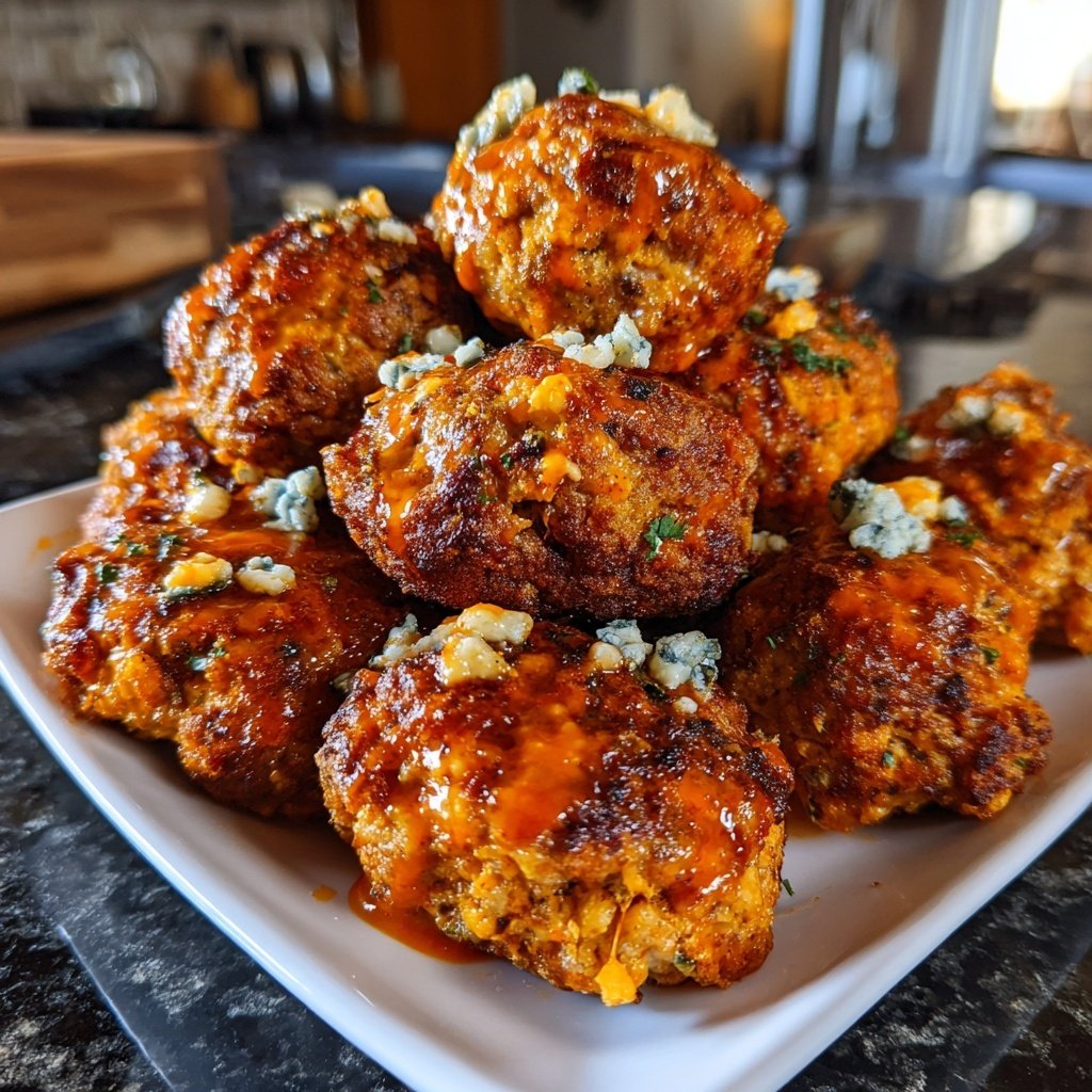 Buffalo Chicken Meatballs with Sauce