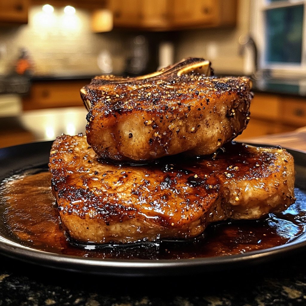 Pork Chop with Balsamic Maple Glaze
