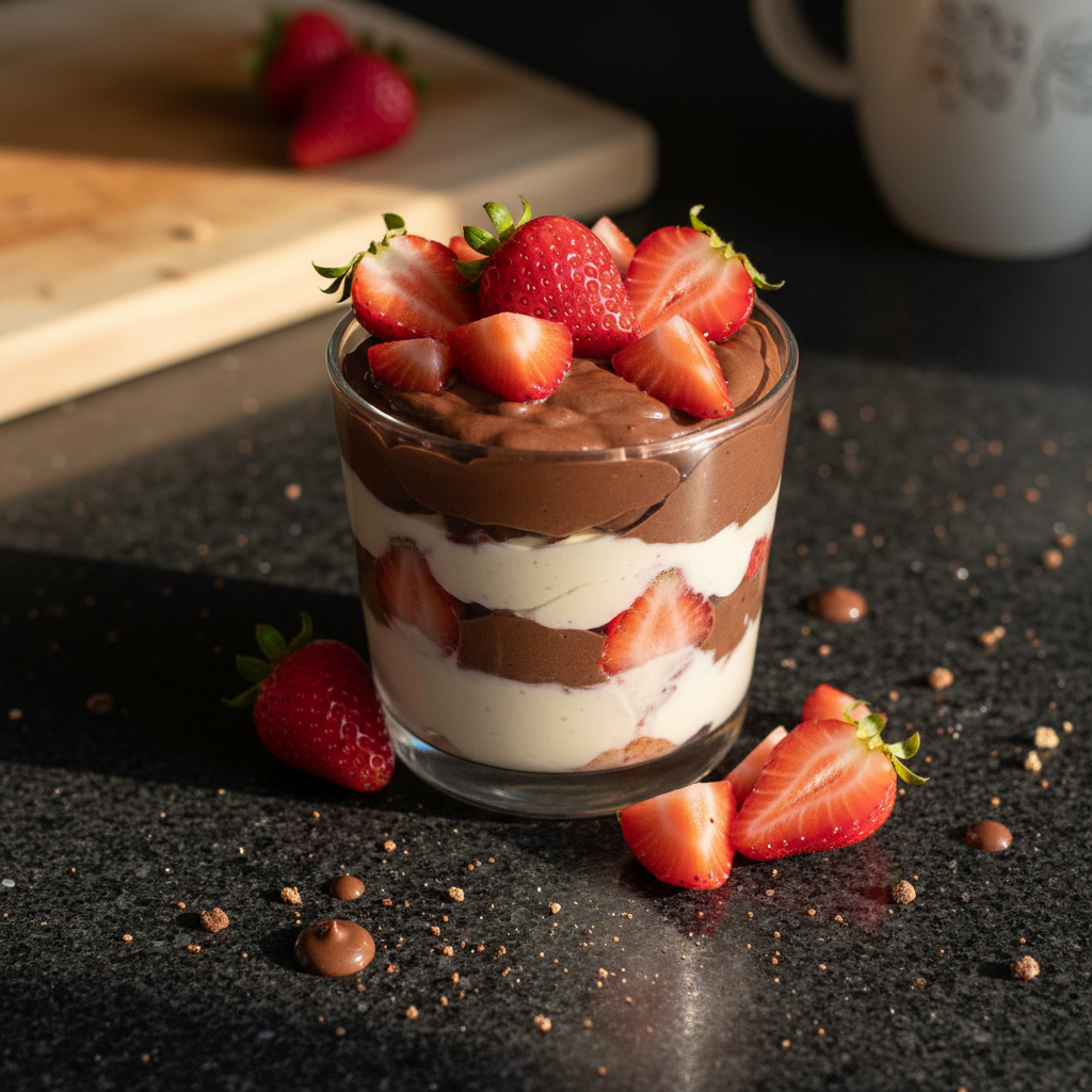Chocolate Strawberry Pudding Parfait