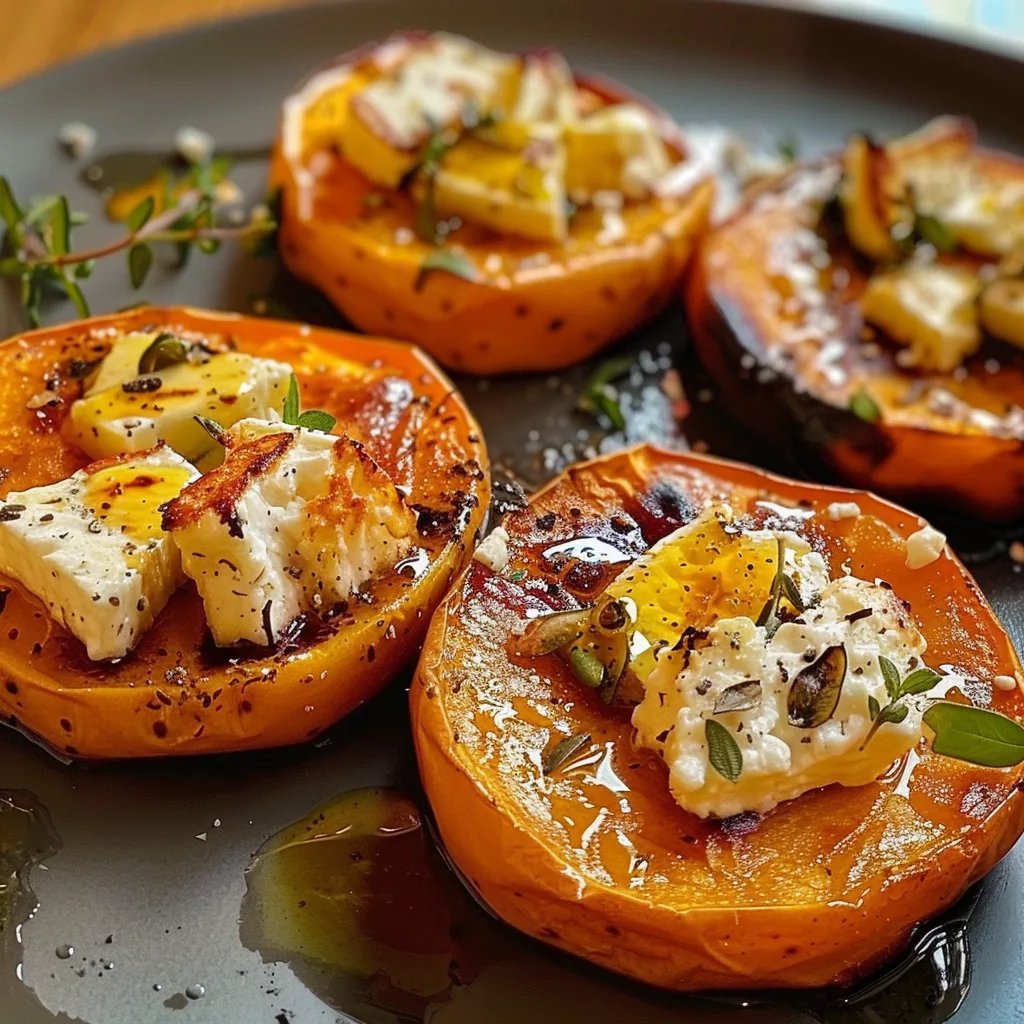 Roasted Sweet Potato Rounds with Honey Feta and Thyme