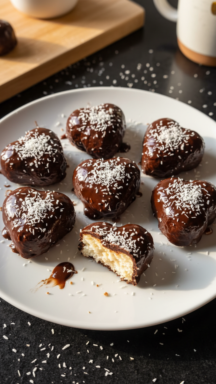 Chocolate Coconut Heart Squares