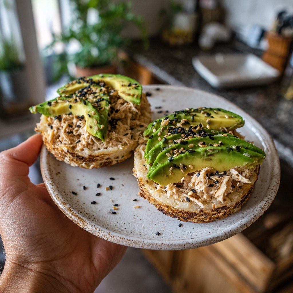 Tuna Avocado Rice Cakes