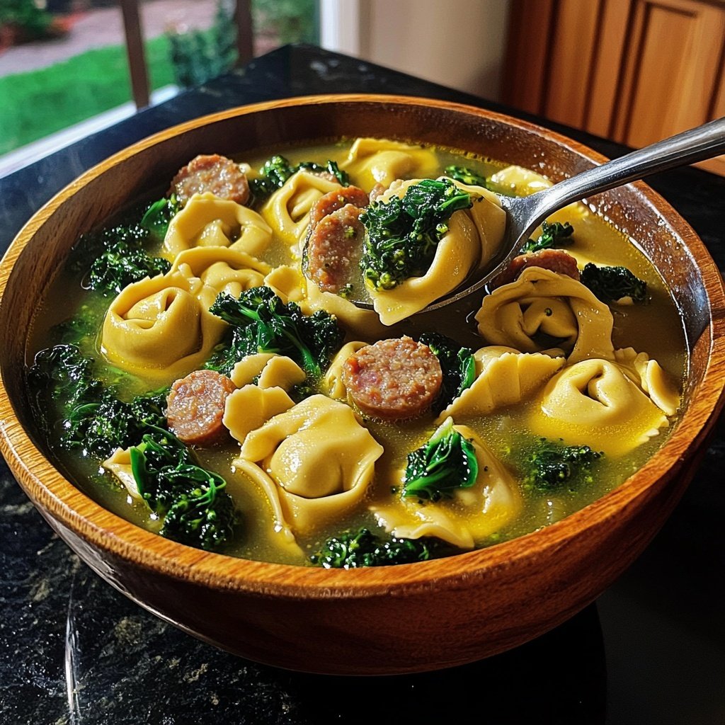 Broccoli Rabe and Sausage Tortellini Soup