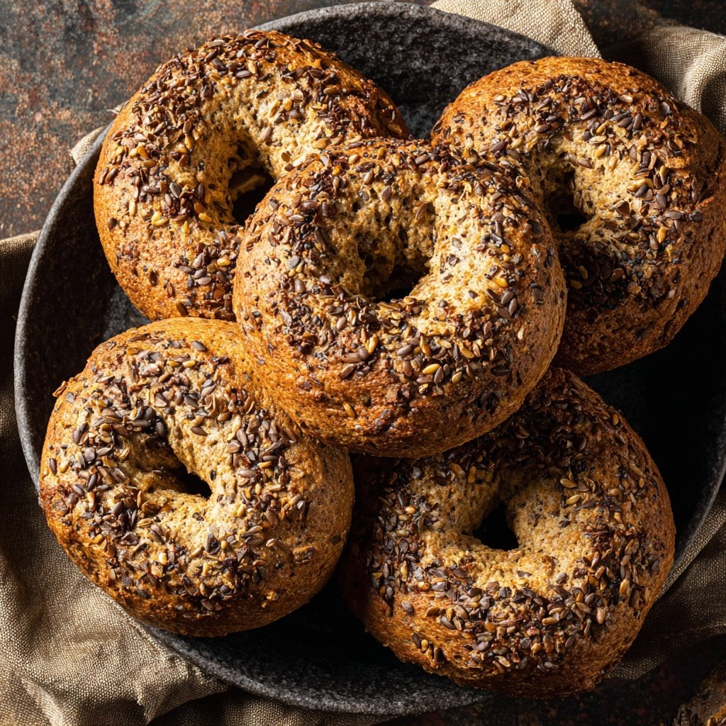 Protein Bagels with Flax Seeds Mix