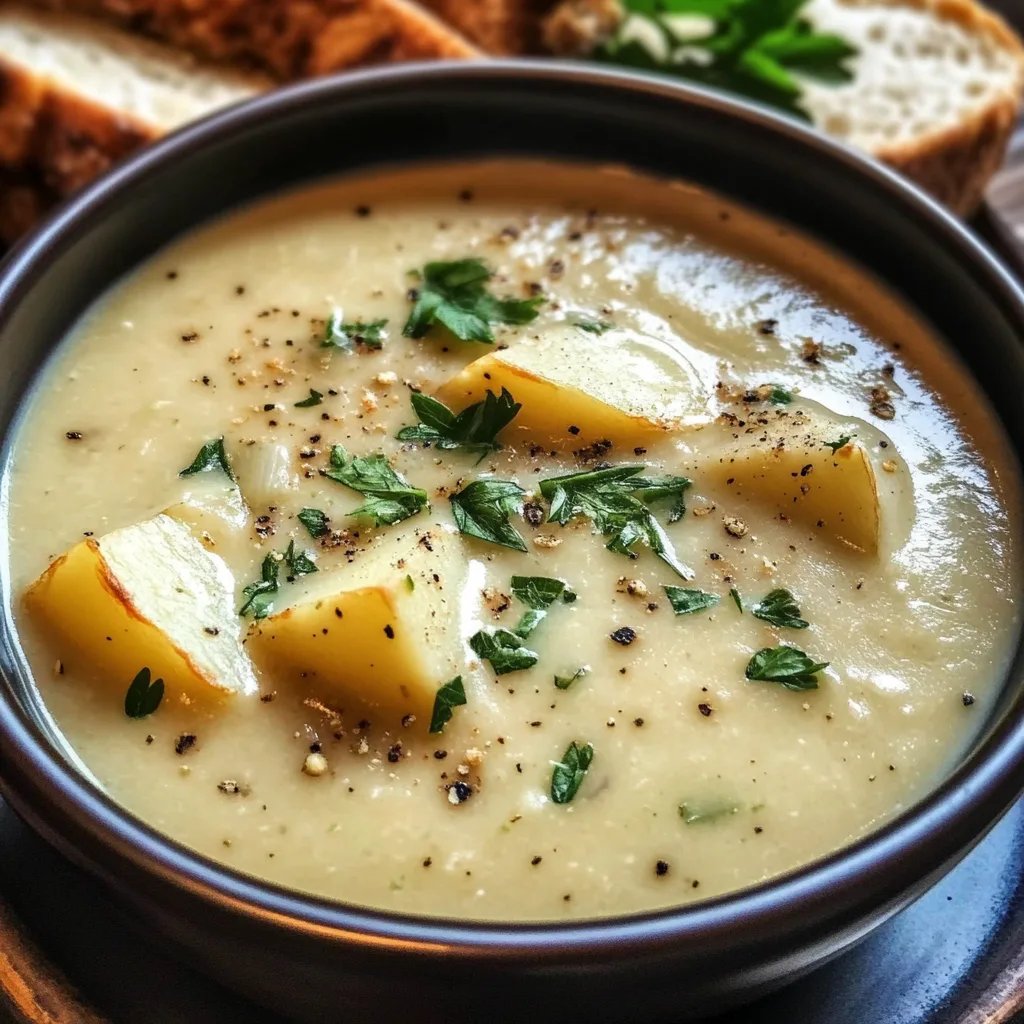 Hearty Cheddar Garlic Herb Potato Soup